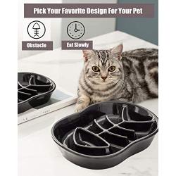 Slow Feeder Cat Dog Bowl Ceramic Kitten Bowl Fun Interactive Feeder Bowl Preventing Pet Feeder Anti-Gulping Healthy Eating Diet cat Bowls