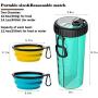 IPLANEDO Dog Water Bottle Bowls for Traveling Pet Feeding Container 2-in-1 with 2 Collapsible Silicone Bowls, Outdoor Dog Water Bowls for Hiking Walking Travelling