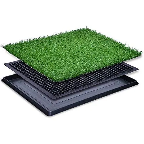 lululun Dog Grass Large Pet Loo Portable Potty for Indoor/Outdoor, Artificial Grass Bathroom Mat for Puppies and Pets-Portable Potty Trainer, Full System with Trays, Easy to Clean