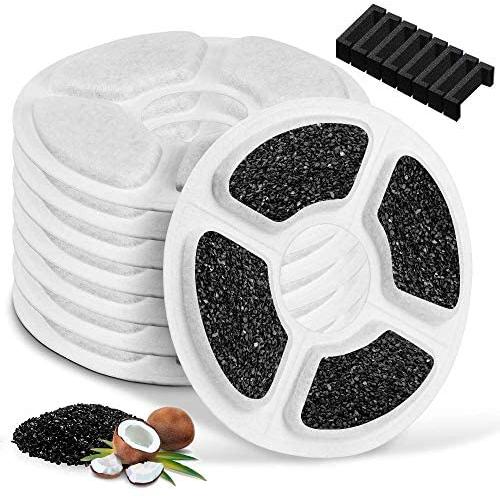 Kastty Replacement Filters 3L Cat Water Fountain, 8 Pack Food Grade Water Fountain Filter Fountain and Other Cat Water Dispenser, Made of Activated Carbon and PP Cotton
