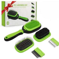 AriTan Updated Pet Brush 5 in 1, Dog and Cat Shedding Grooming Tools Suitable for Long or Short Hair Removes Undercoat, Dander, Dirt, Massages, Improves Circulation