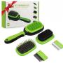 AriTan Updated Pet Brush 5 in 1, Dog and Cat Shedding Grooming Tools Suitable for Long or Short Hair Removes Undercoat, Dander, Dirt, Massages, Improves Circulation