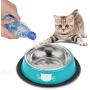 Cat Bowl Pet Bowl Stainless Steel Cat Food Water Bowl with Non-Slip Rubber Base Small Pet Bowl Easy to Clean Durable Cat Feeding Bowls Set of 2 (Black&Blue)