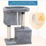 PAWBEE 33'' Cat Tree House - 2 Condos & 2 Sisal Scratching Posts - Cat Scratching Post Tower With Ex-Large Plush Perch - Cat Play Tower With Sturdy Base & Anti-Tip Strap - Large & Small Cats’ Cat Tower