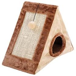 UXELY Cat Cave, Kitty Cave with Scratching Board, Durable Small Cats Triangle Toy Bed Playhouse