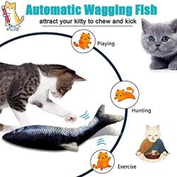 3 Pack Electric Fish Cat Toys,Rosyclo Flopping Fish Catnip Toy,Realistic Plush Simulation Floppy Fish,Self Moving Wiggle Fish,Pets Interactive Supplies Chew Pillow Kicker for Indoor Cats Kitty Kitten