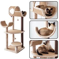 Catry, Large Activity Cat Tree Scratching Post Activity Center Wooden Carpet 40-50 Inch