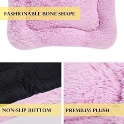 Poohoo Soft Plush Dog Bed,Dog Crate Bed Pet Cushion Pet Pillow Bed Washable,Non-Slip Crate Dog Bed Crate Mat Pet Bed for Medium Large Dogs