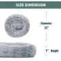 Eterish Fluffy Round Calming Dog Bed, Small Anxiety Donut Dog Bed for Small Dogs, Pet Cat Bed with Raised Rim, Machine Washable, 23 inches Light Grey