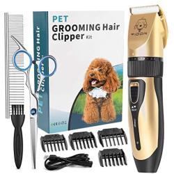 YIDON Dog Clippers, Dog Grooming kit Cordless Adjustable Pet Clippers Dog Hair Trimmer Rechargeable Dog Shears Pet Grooming Professional Hair Clippers Low Noise for Small Large Dogs,Cats,All Pets