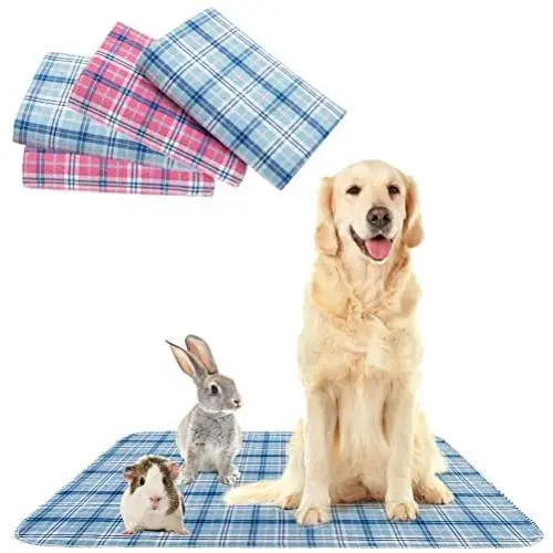 KOOLTAIL Washable Pee Pads for Dogs - Waterproof & Non-Slip Plaid Puppy Potty Training Pads, Reusable Whelping Pads, Pee Pad for Guinea Pig Cage, Dog Food Feeding Mat
