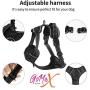GoMeX Dog Harness No Pull Pet Harness (Bonus) Adjustable Outdoor Black Vest Reflective Soft Material Easy Control for Large Dogs (6 FT Reflective Leash & Waste Bags w/Dispenser and Clip Included)