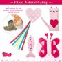 EXPAWLORER Pink Cat Collar & Catnip Toys Set for Indoor Cats - Cute Heart Collar for Girl Cats, 4 Kitten Kicker Toys with Heart, Butterfly, Fish and Cat Shape