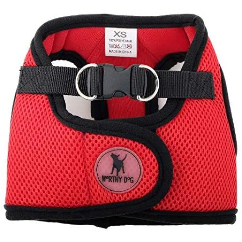 The Worthy Dog Step-in Sidekick Harness with Padded Mesh Velcro Adjustable, Outdoor, Easy Walk Vest Fits Small, Medium and Large Dogs-Red Color