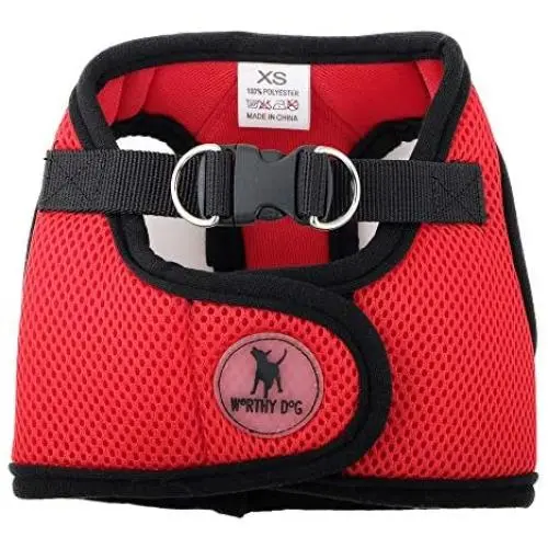 The Worthy Dog Step-in Sidekick Harness with Padded Mesh Velcro Adjustable, Outdoor, Easy Walk Vest Fits Small, Medium and Large Dogs-Red Color The Worthy Dog Step-in Sidekick Harness with Padded Mesh Velcro Adjustable, Outdoor, Easy Walk Vest Fits Small, Medium and Large Dogs-Red Color