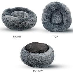 Alpha Paw Cozy Calming Dog Bed for Small Dogs - Comfy, Anti Anxiety Plush Dog Bed - Puppy Round Cuddler Pillow - Fluffy Warm Donut Dog Bed, Ultra Soft Vegan Fur Pet Beds