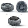 Alpha Paw Cozy Calming Dog Bed for Small Dogs - Comfy, Anti Anxiety Plush Dog Bed - Puppy Round Cuddler Pillow - Fluffy Warm Donut Dog Bed, Ultra Soft Vegan Fur Pet Beds