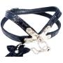 Luxury Black Real Leather Dog Harness for Toy Breeds with Stud X-Small. Fits for 10''-14'' Chest.
