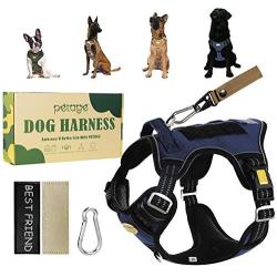 PETAGE Tactical Service Dog Harness No Pull, Reflective Military Dog Harness with Handle, Service Dog Vest with Pet Safety Belt, Adjustable Working Pet Vest Easy Control for Small Medium Large Dogs