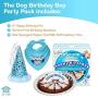 JT PET Dog Birthday Boy Party Pack with Bandana, Star Spangled Party Hat with Adjustable Elastic, Tassels and Feathery Trim, and Vegan Birthday Pie