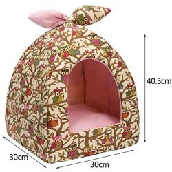 Hollypet Self-Warming 2 in 1 Foldable Comfortable Triangle Owl Cat Bed Tent House