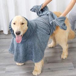 ROZKITCH Hoodie Dog Bath Robe with Belt and Pockets for Medium Large and Extra Large Dogs Adjustable, Super Absorbent Terry Cloth Pet Shower Towel, Grooming Accessory Microfiber