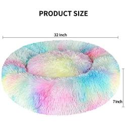 KROSER 24''/32''/40'' Donut Dog Cat Bed Self-Warming & Washable Round Bed Deluxe Soft Plush Cushion Pet Bed