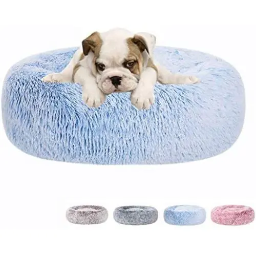 Poohoo Calming Faux Fur Donut Cuddler Dog Bed,Washable Round Cat Bed Pillow Cuddler Gradient Color(23''/30'') for Small Medium Dogs (M 23'', Blue) Poohoo Calming Faux Fur Donut Cuddler Dog Bed,Washable Round Cat Bed Pillow Cuddler Gradient Color(23''/30'') for Small Medium Dogs (M 23'', Blue)