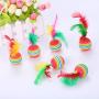 avbxcuecc 5pcs/Set Cat Ball Toys with Feather Pets Kitten Teaser Interactive Funny Supplies