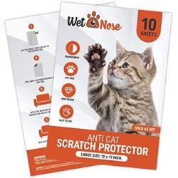 WetNose Anti Cat Scratch Deterrent Furniture Protectors, 10 Sheets, Double Sided Tape for Sofa, Couch, Chair or Beds, Invisible Training Guard for Pets, 12 x 17 Inch Each