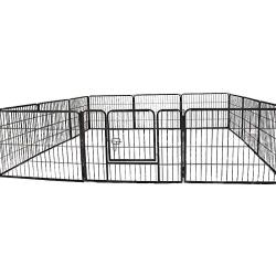 QRDA Pet Fence Folding Metal Playpen 12-Panel Exercise Outdoor Playpen 32''×24'' H
