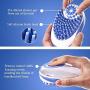 Povinmos Pet Scrubber Shampoo Dispenser Pet Dog Cat Bath & Massage Brush, Silicone Brush Bristle Pet Cleaning Device Wahser Bathing Comb Tool, Blue