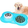 ZooZoo Large Slow Feeder Dog Bowl Mat Soft Silicone Stainless Steel Food Water Tray Prevent Bloat Choke Anti-Overflow Non-Skid Interactive Fun Cat Pet Accessory Healthy Diet Slow Eating Easy Clean Pad