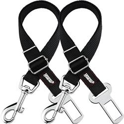 Friends Forever Durable Dog Seatbelt for Carseat, Dog Seat Belt for Vehicle, Tether Attachment to Pet Harness, 20-32 Inches Adjustable Length, Crash Tested Nylon Black, 2-Pack Set