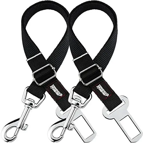 Friends Forever Durable Dog Seatbelt for Carseat, Dog Seat Belt for Vehicle, Tether Attachment to Pet Harness, 20-32 Inches Adjustable Length, Crash Tested Nylon Black, 2-Pack Set Friends Forever Durable Dog Seatbelt for Carseat, Dog Seat Belt for Vehicle, Tether Attachment to Pet Harness, 20-32 Inches Adjustable Length, Crash Tested Nylon Black, 2-Pack Set