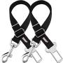 Friends Forever Durable Dog Seatbelt for Carseat, Dog Seat Belt for Vehicle, Tether Attachment to Pet Harness, 20-32 Inches Adjustable Length, Crash Tested Nylon Black, 2-Pack Set