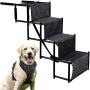 rabbitgoo Dog Harness Large and Pet Car Step Stairs - No Pull Adjustable Pet Harness with Leash Clips and Handle - Portable & Folding Pet Stairs Ramp with Metal Frames Car Step Stairs