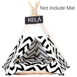 Gteplany Fashion Pet Tent Dog Bed Cat Toy House Portable Washable Pet Teepee Stripe Pattern Not Contain Mat