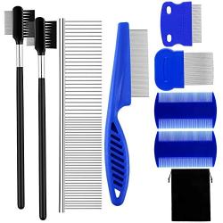 Aodaer 8 Pieces Tear Stain Remover Comb for Cats Dogs Multipurpose Tool for Pet Cat Dogs Removing Eye Mucus, Crust and Matted Fur Pets Grooming Comb Set with Storage Bag