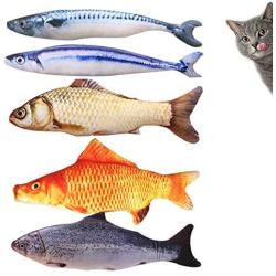 LeRicher Catnip Toys Set Simulation Fish Shape Doll Interactive Pets Pillow Chew Bite Supplies for Cat/Kitty/Kitten Fish Flop Cat Toy Catnip Crinkle Toys 5PCS