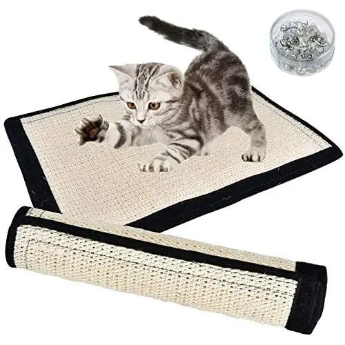 Cat Scratch Pad 2PK Non Scratch Pads Couch Corner Kitty Scratching Bed Post Tree Ramp Cardboard Replacement, Sisal Thin Scratcher Mat with Velcro Pins Protecting Furniture Sofa Chair Desk Legs 16X12in Cat Scratch Pad 2PK Non Scratch Pads Couch Corner Kitty Scratching Bed Post Tree Ramp Cardboard Replacement, Sisal Thin Scratcher Mat with Velcro Pins Protecting Furniture Sofa Chair Desk Legs 16X12in