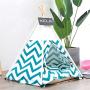 Gteplany Fashion Pet Tent Dog Bed Cat Toy House Portable Washable Pet Teepee Stripe Pattern Not Contain Mat