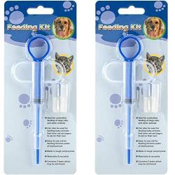 PAGOW 2 Pcs Pet Medicine Feeder, Silicone Syringe Cat Dog Puppy Pill Dispenser Suit with Soft Tips, Pet Cat Dog Puppy Pill Tablet Versus Control Rods
