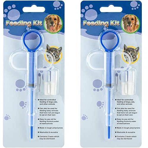PAGOW 2 Pcs Pet Medicine Feeder, Silicone Syringe Cat Dog Puppy Pill Dispenser Suit with Soft Tips, Pet Cat Dog Puppy Pill Tablet Versus Control Rods
