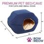 Bow Meow PREMIUM Pet Bed/Cave, Cat Bed and Cave, Small Dog Bed, 2-in-1 foldable, soft, warm, washable pet bed with a pillow.