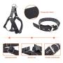 Jmxus 3Pcs Adjustable Step-in Dog Harness and Leash Set with Matching Collar for Medium Large Dogs, 5 FT Durable Reflective Rope Leash with Padded Handle, Comfortable and Easy for Walking Training