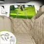 Meadowlark Dog Seat Covers Unique Design & Full Car Protection-Doors,Headrests & Backseat. Extra Durable Zippered Side Flap, Waterproof Pet Seat Cover + Seat Belt & 2 Headrest Protectors as a Gift