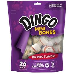 Dingo Mini Bones Rawhide for Dogs, Dog Chews Made with Real Chicken