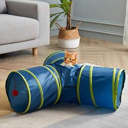 SunStyle Home Cat Tunnels for Indoor Cats 2/3 Way Play Toy Kitty Tunnel Peek Hole Toy with Ball for Cat Tube Fun for Rabbits Kittens and Dogs