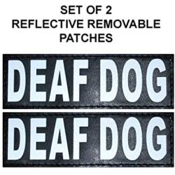 Doggie Stylz Set of 2 Reflective Deaf Dog Removable Patches with Hook Backing for Working Dog Harnesses & Vests. Durable and Interchangeable - Comes in 3 Sizes Small, Medium and Large